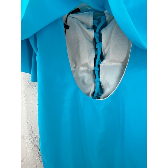 NEW Tempt Me Bathing Suit One Piece Turquoise Blue Ruffle Front Women's Size S - Picture 7 of 10